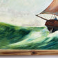 Vintage 1991 Oil painting on boards, seascape, Lugger 1709, Signed, Dated Framed