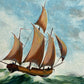 Vintage 1991 Oil painting on boards, seascape, Lugger 1709, Signed, Dated Framed
