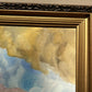 Framed Vintage Oil painting on Canvas, Sailing ship in the ocean, Signed JJ