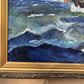 Framed Vintage Oil painting on Canvas, Sailing ship in the ocean, Signed JJ