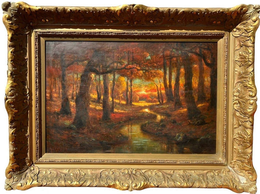 Listed American Artist George F. Kaumeyer (1856-1951) Antique landscape painting