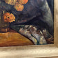 Antique Original Oil Painting On Canvas, Still life, flowers, Signed, Framed