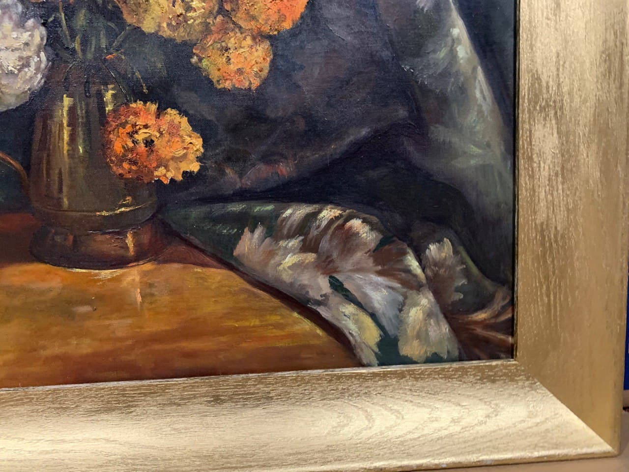 Antique Original Oil Painting On Canvas, Still life, flowers, Signed, Framed